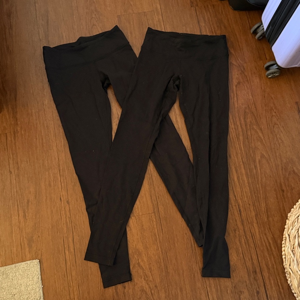TWO PAIRS Lululemon Wunder Under Black Low-Rise Leggings